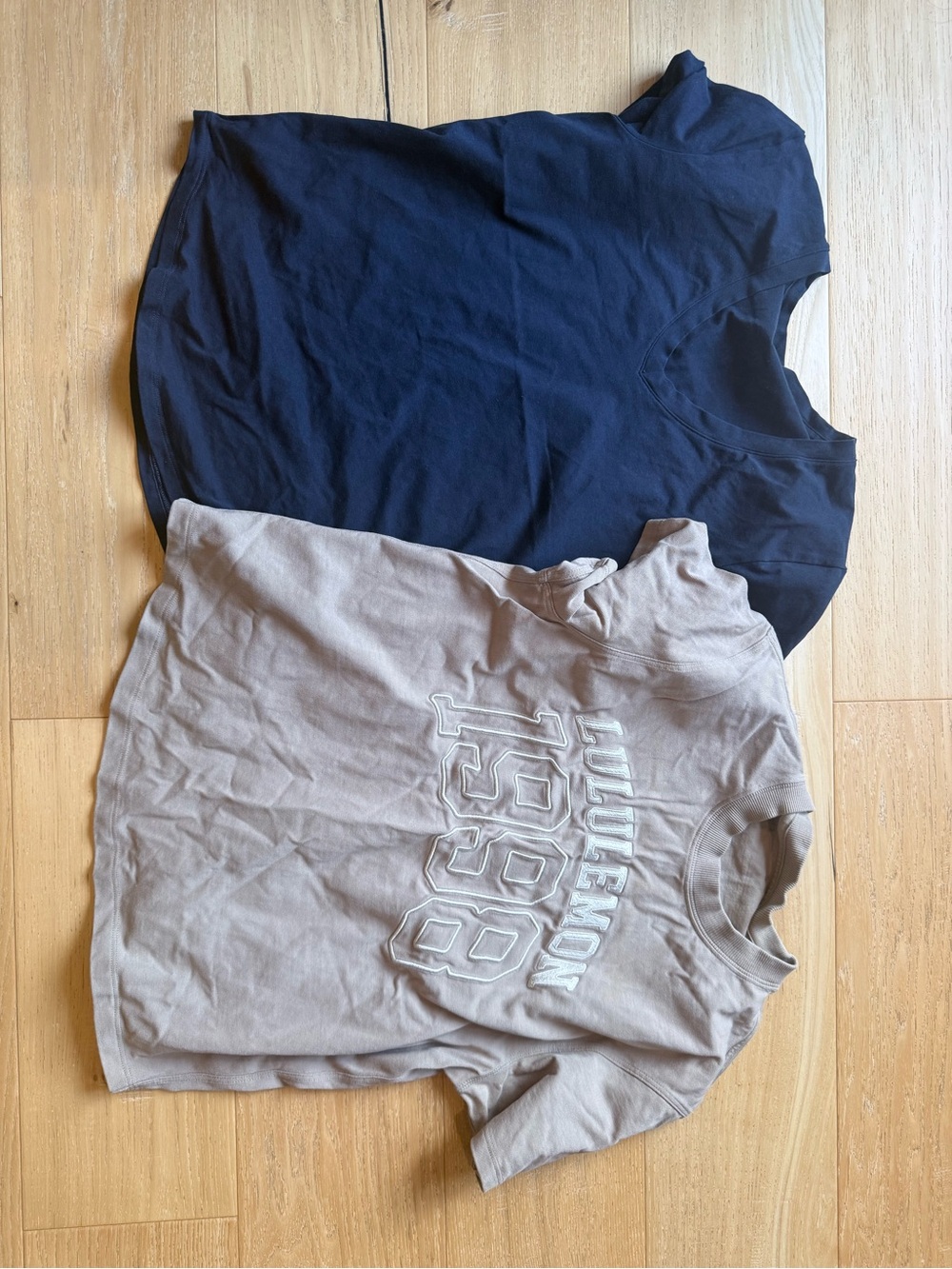 lululemon athletica Kids Taupe Graphic Tee & Navy Short Sleeve Tee